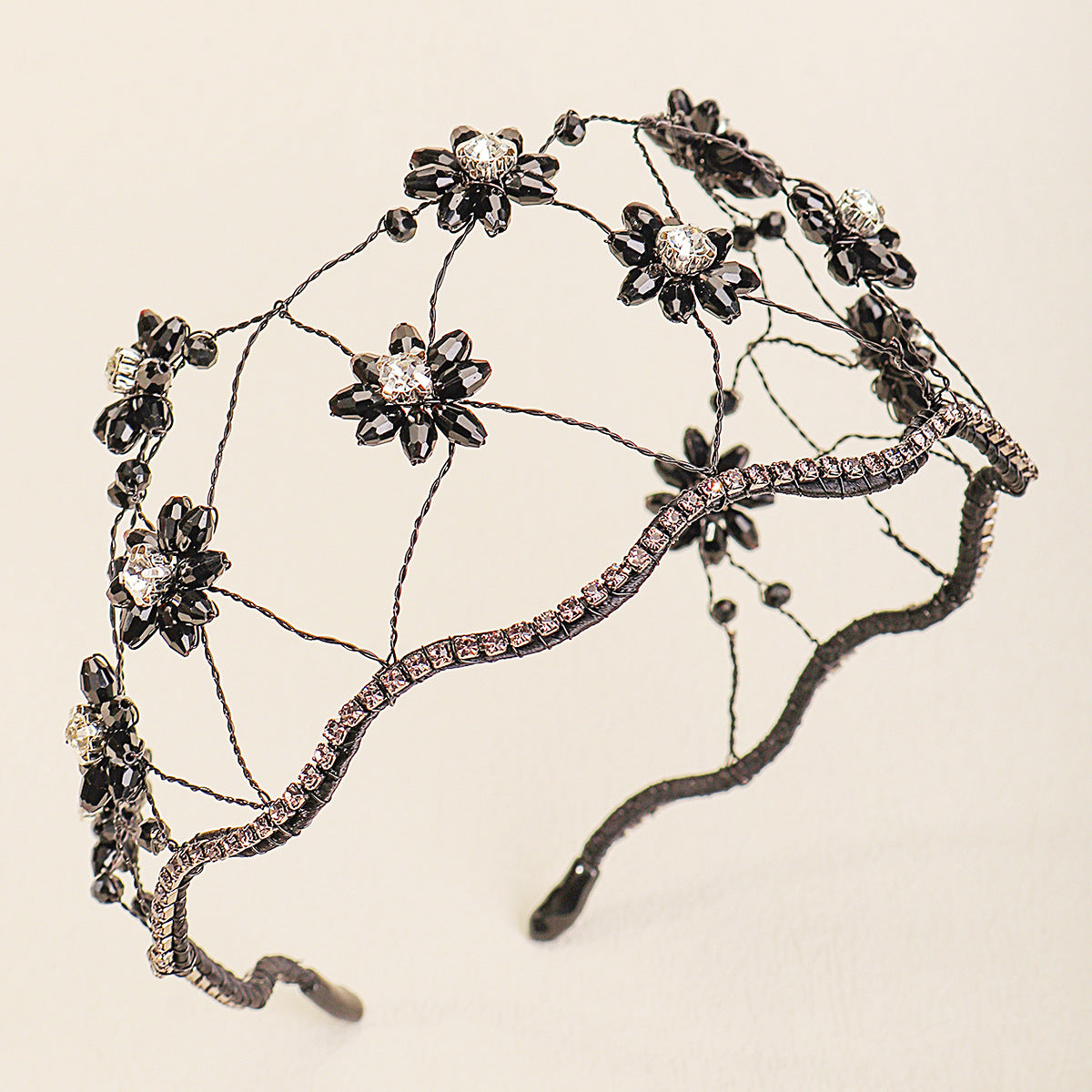 Wholesale wedding bridal headdress vintage rhinestone mesh versatile crystal flower headband